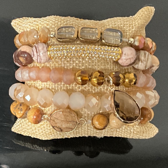 Boho “ Cassie ” 5 Strand Bracelet with Natural Stones and Charms R4B - Picture 2 of 3